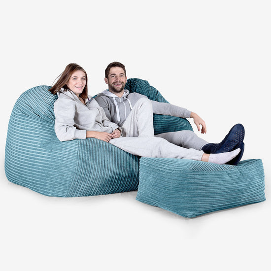 Huge Bean Bag Sofa - Cord Aegean Blue 03