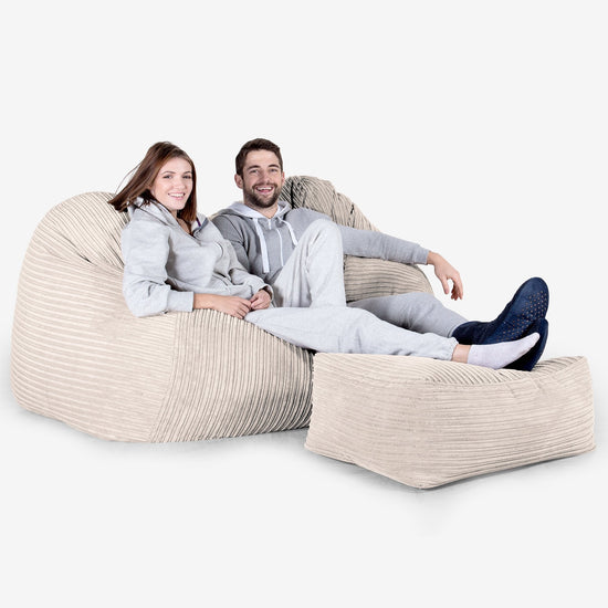 Huge Bean Bag Sofa - Cord Ivory 03