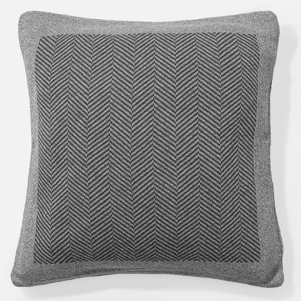 Scatter Cushion 45 x 45cm - 100% Cotton Herringbone Grey 01