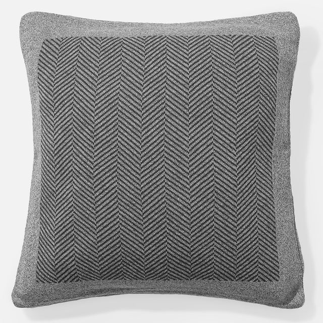 Scatter Cushion 45 x 45cm - 100% Cotton Herringbone Grey 01