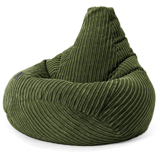 Highback Bean Bag Chair - Cord Forest Green 02