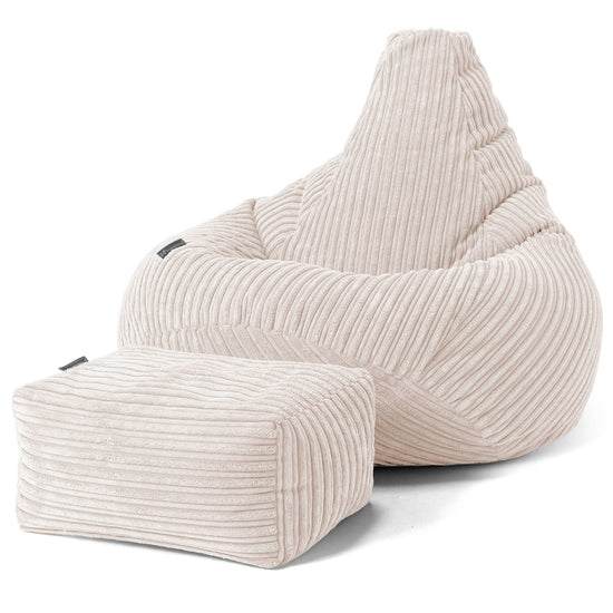 Highback Bean Bag Chair - Cord Ivory 01