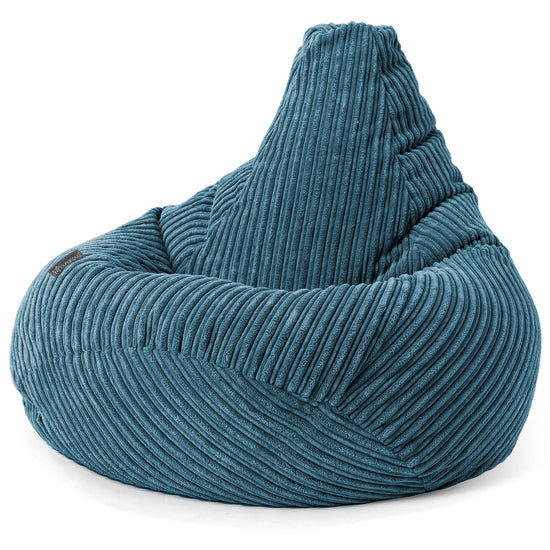 Highback Bean Bag Chair - Cord Navy Blue 02