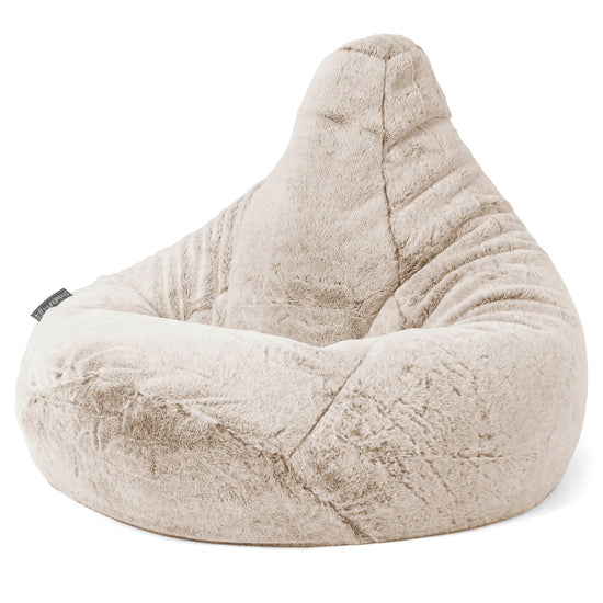 Highback Bean Bag Chair - Faux Rabbit Fur Golden Brown 04