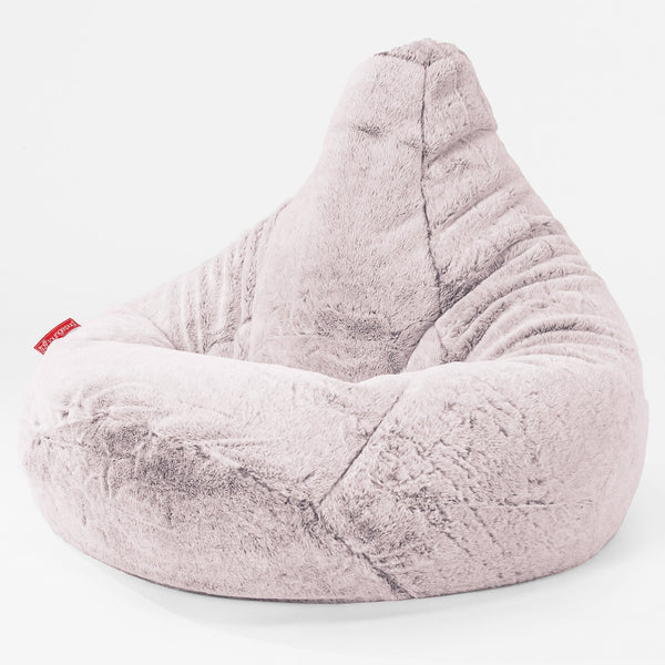Highback Bean Bag Chair - Faux Rabbit Fur Dusty Pink 04
