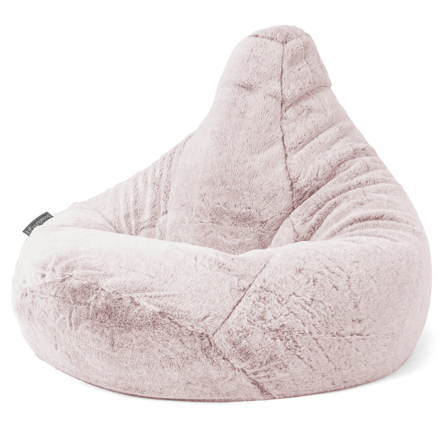 Highback Bean Bag Chair - Faux Rabbit Fur Dusty Pink 04