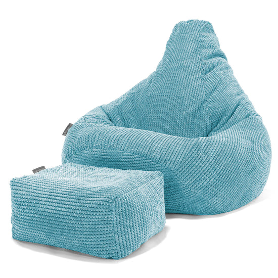 Highback Bean Bag Chair - Pom Pom Aegean Blue 01