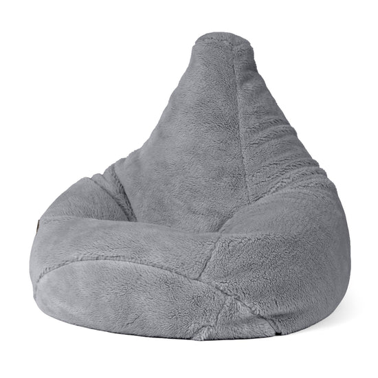 Highback Bean Bag Chair - Teddy Faux Fur Dark Grey 01
