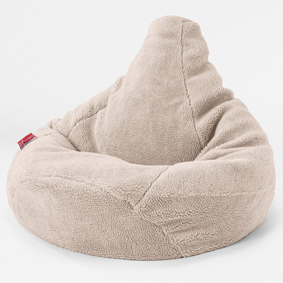 Highback Bean Bag Chair - Teddy Faux Fur Mink 01