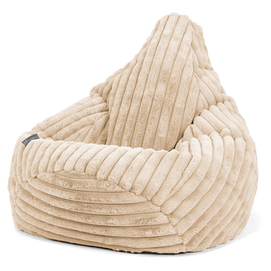 Highback Bean Bag Chair - Ultra Plush Cord Cream 02