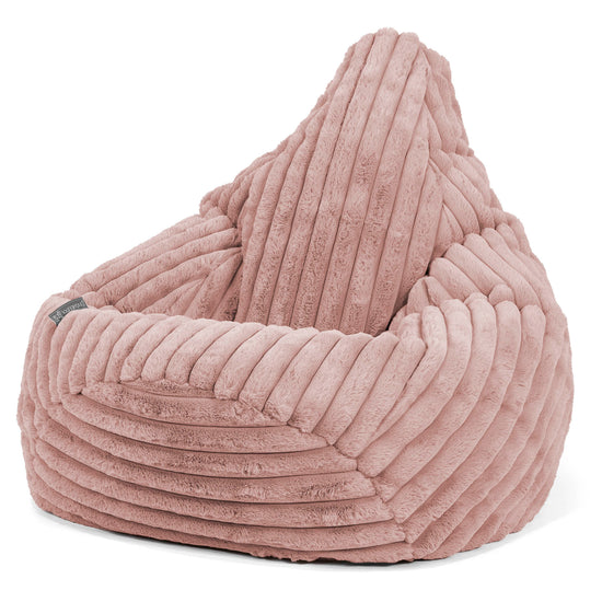 Highback Bean Bag Chair - Ultra Plush Cord Dusty Pink 02
