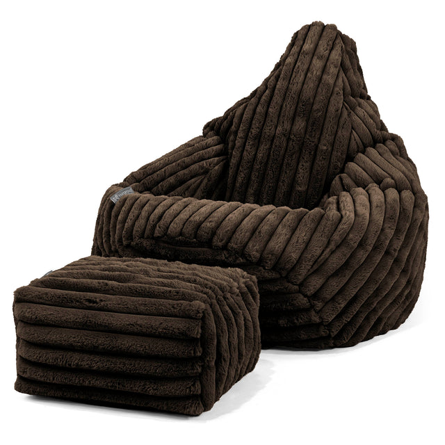 Highback Bean Bag Chair - Ultra Plush Cord Sable 01