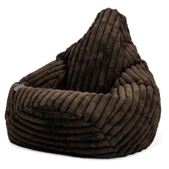 Highback Bean Bag Chair - Ultra Plush Cord Sable 02