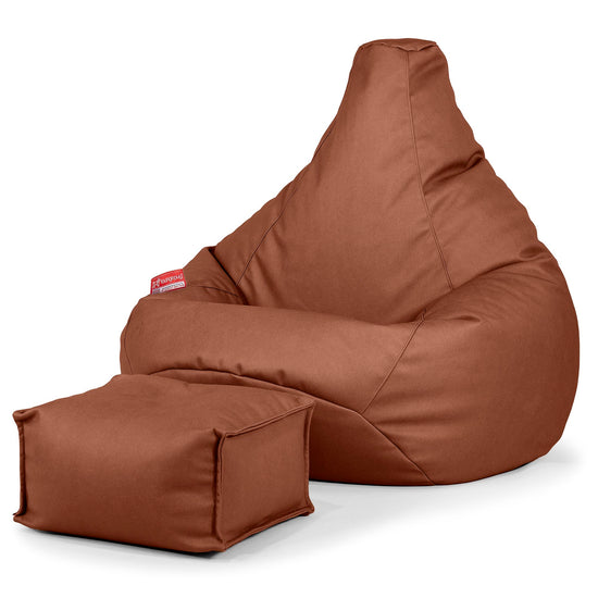 Highback Bean Bag Chair - Vegan Leather Chestnut 01