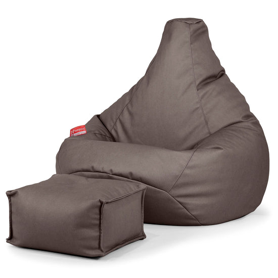 Highback Bean Bag Chair - Vegan Leather Chocolate 01