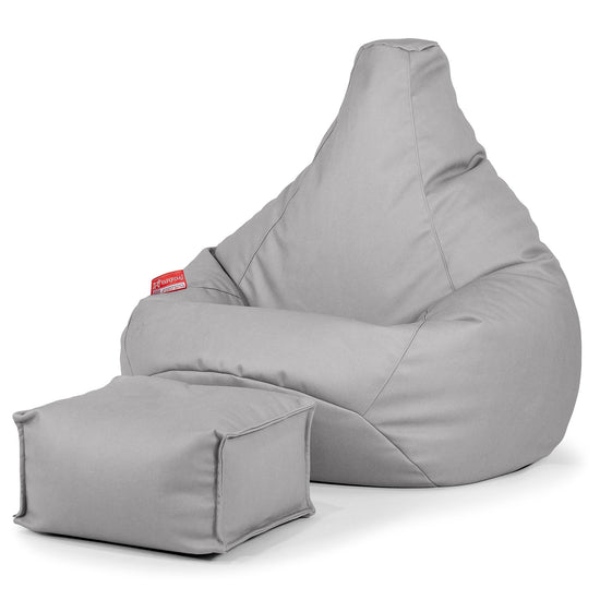 Highback Bean Bag Chair - Vegan Leather Grey 01