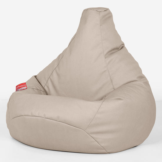 Highback Bean Bag Chair - Vegan Leather Ivory 02