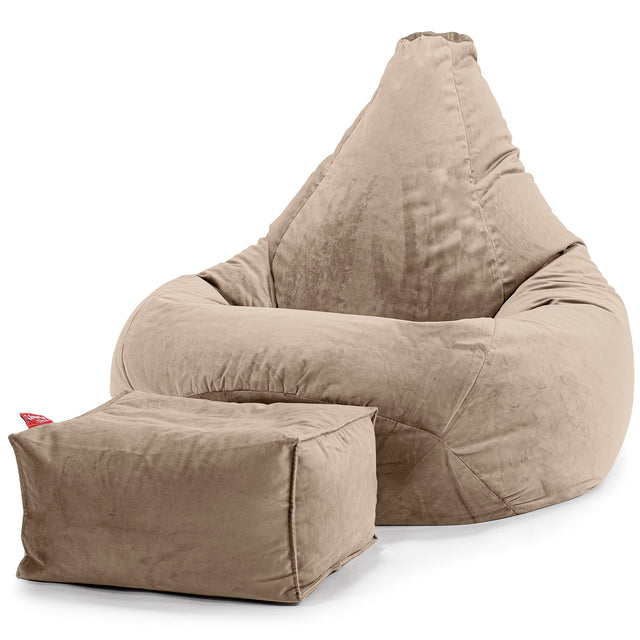Highback Bean Bag Chair - Velvet Mink 01