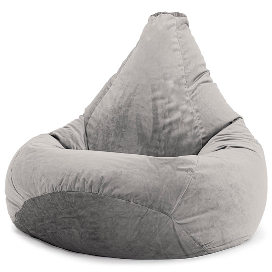 Highback Bean Bag Chair - Velvet Silver 02