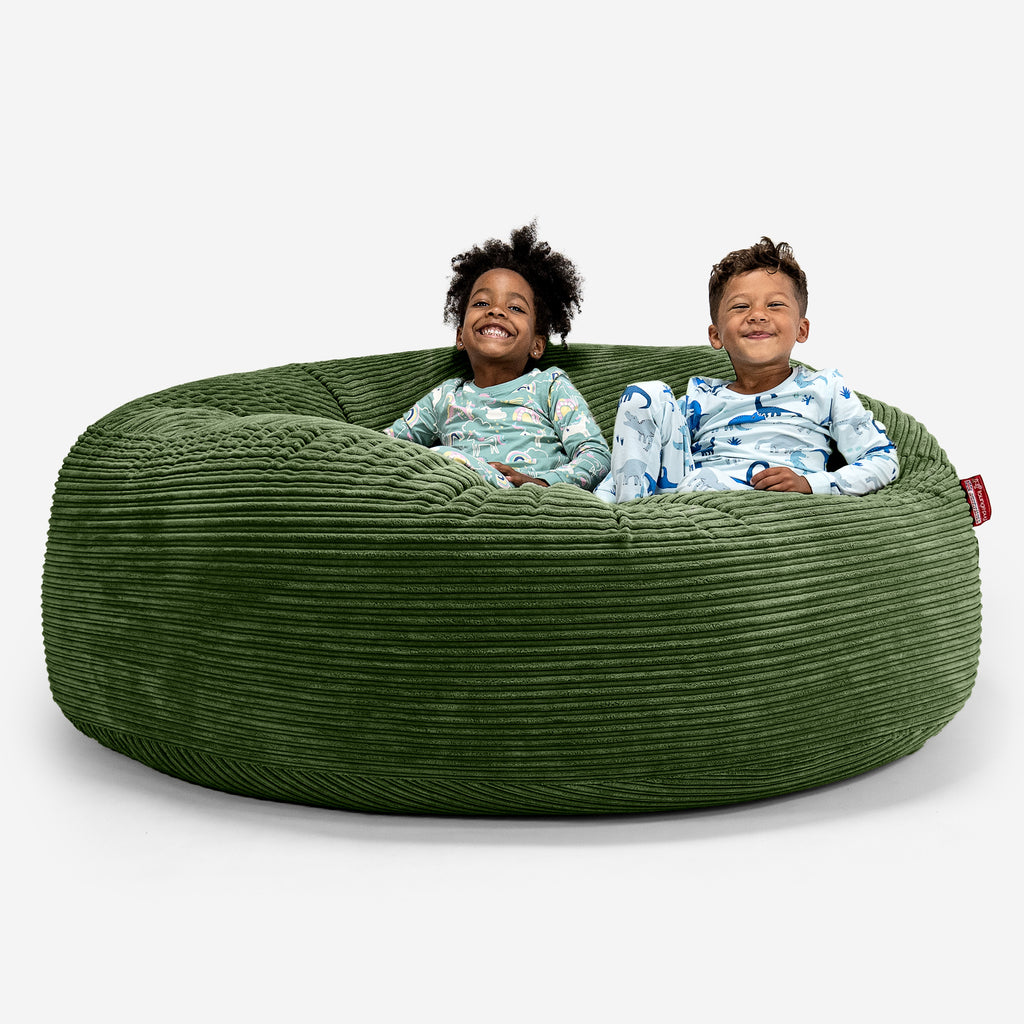 Huge Family Sized Kids' Bean Bag 3-14 yr - Cord Forest Green 01