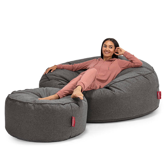 Mega Mammoth Bean Bag Sofa - Interalli Wool Grey 02