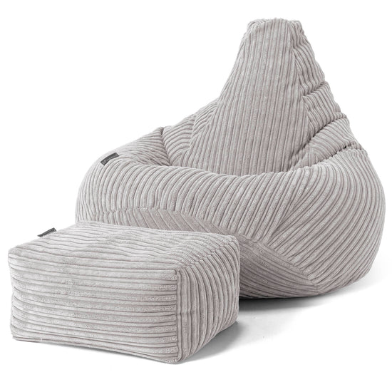 Children's Gaming Bean Bag Chair 6-14 yr - Cord Aluminium Silver 02