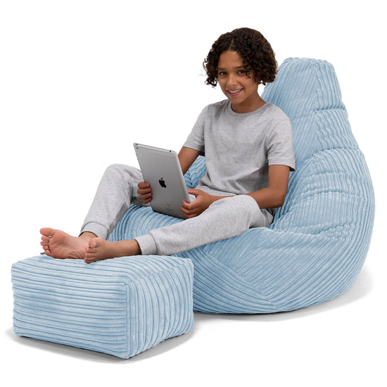 Children's Gaming Bean Bag Chair 6-14 yr - Cord Baby Blue 01
