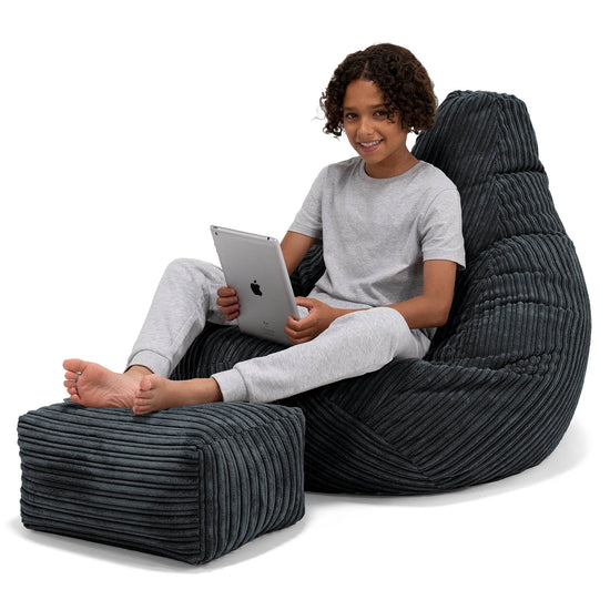 Children's Gaming Bean Bag Chair 6-14 yr - Cord Black 01