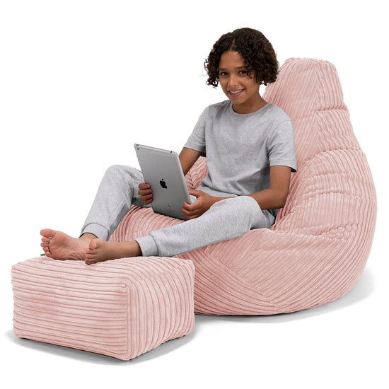 Children's Gaming Bean Bag Chair 6-14 yr - Cord Blush Pink 01