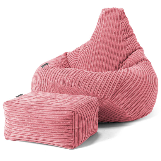Children's Gaming Bean Bag Chair 6-14 yr - Cord Coral Pink 02