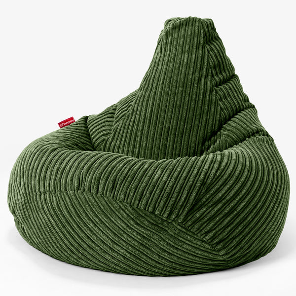 Children's Gaming Bean Bag Chair 6-14 yr - Cord Forest Green 01