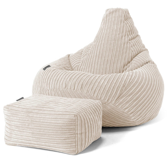 Children's Gaming Bean Bag Chair 6-14 yr - Cord Ivory 02