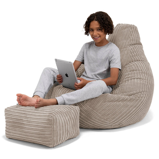 Children's Gaming Bean Bag Chair 6-14 yr - Cord Mink 01