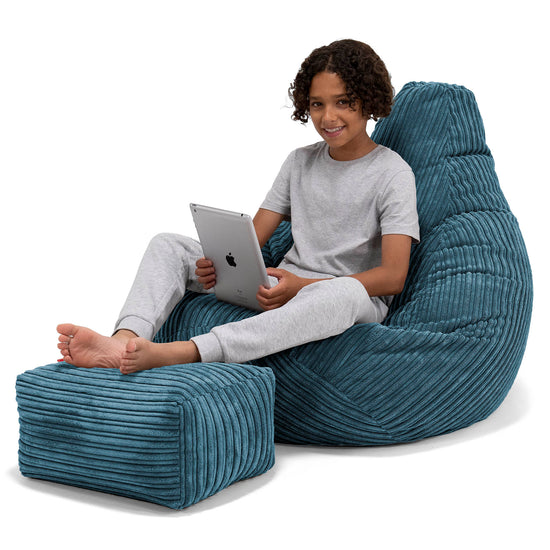 Children's Gaming Bean Bag Chair 6-14 yr - Cord Navy Blue 01