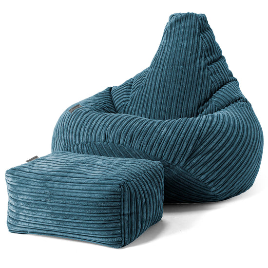 Children's Gaming Bean Bag Chair 6-14 yr - Cord Navy Blue 02