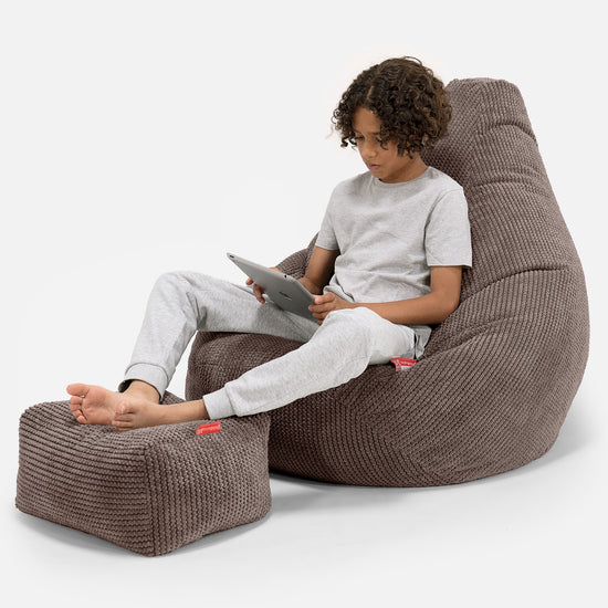 Children's Gaming Bean Bag Chair 6-14 yr - Pom Pom Chocolate 01