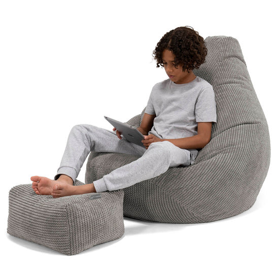Children's Gaming Bean Bag Chair 6-14 yr - Pom Pom Charcoal 01
