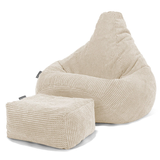 Children's Gaming Bean Bag Chair 6-14 yr - Pom Pom Ivory 03