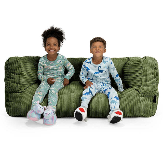 Kids' Giant Albert Sofa 2 Seater 3-14 yr - Cord Forest Green 01