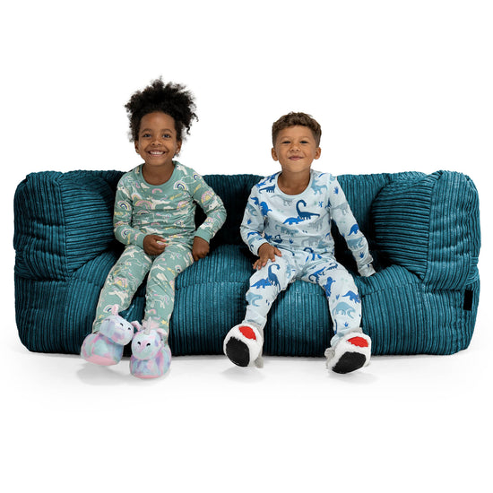 Kids' Giant Albert Sofa 2 Seater 3-14 yr - Cord Teal Blue 01