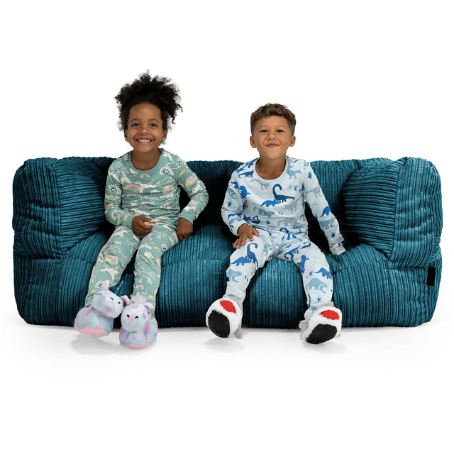Kids' Giant Albert Sofa 2 Seater 3-14 yr - Cord Teal Blue 01