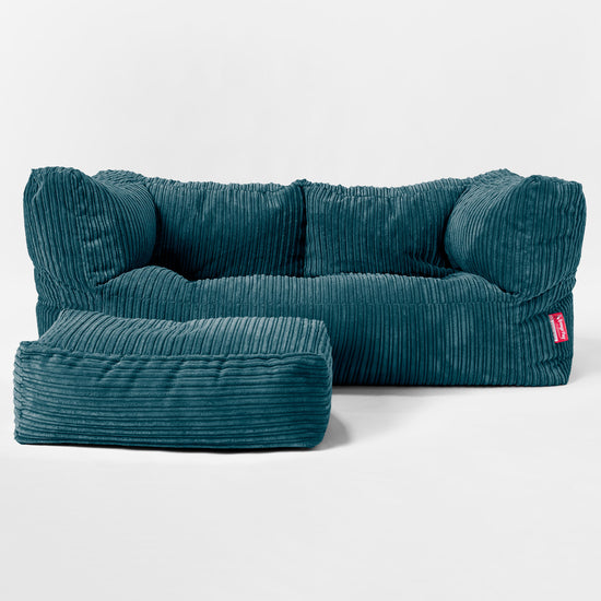 Kids' Giant Albert Sofa 2 Seater 3-14 yr - Cord Teal Blue 02