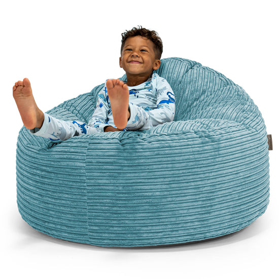 Kids' Giant Snuggle Bean Bag 3-8 yr - Cord Aegean Blue 01