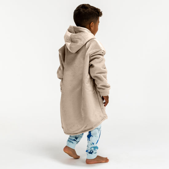 Kid's Oversized Hoodie Blanket Sweatshirt - Minky Cream / Mink 04