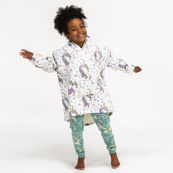 Kid's Oversized Hoodie Blanket Sweatshirt - Minky Unicorn 03