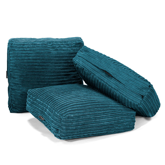 Large Floor Cushion - Cord Teal Blue 04