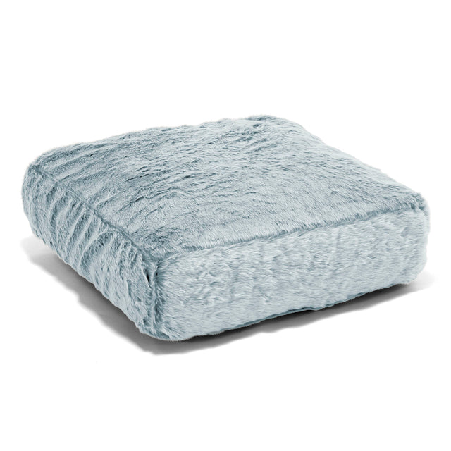 Large Floor Cushion - Faux Rabbit Fur Dusty Blue 01