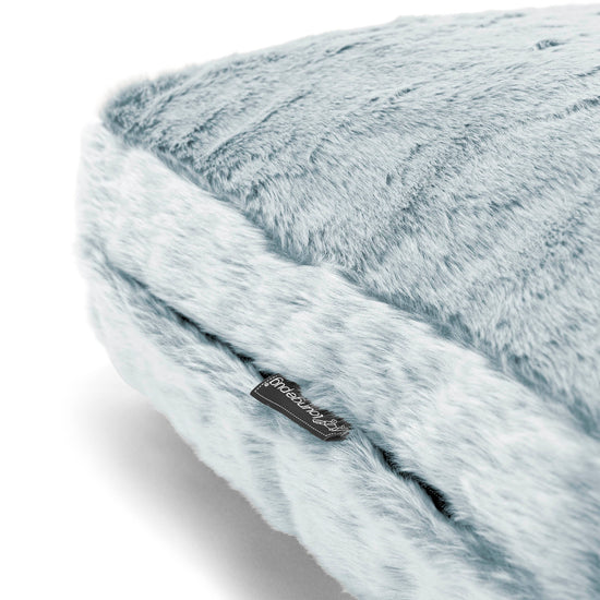 Large Floor Cushion - Faux Rabbit Fur Dusty Blue 02