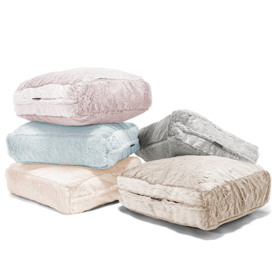 Large Floor Cushion - Faux Rabbit Fur Dusty Pink 04