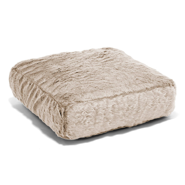 Large Floor Cushion - Faux Rabbit Fur Golden Brown 01